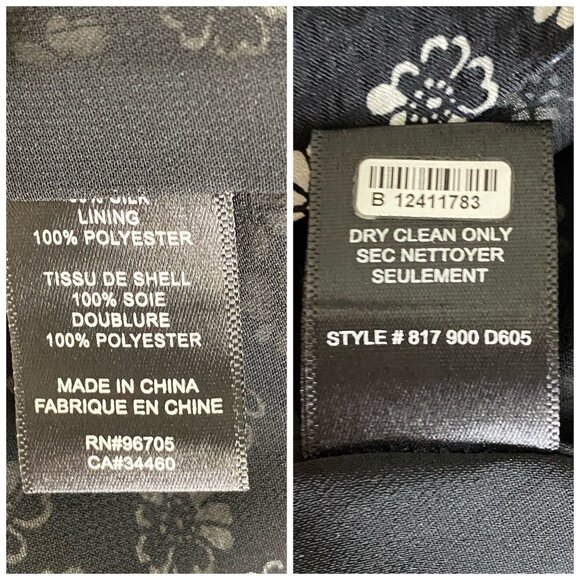 Rebecca Taylor Rue 100% SILK Floral Print Dress in Black 3/4 Sleeves Womens Sz 6 - Picture 6 of 9